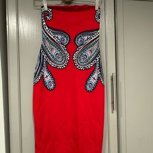 Express Red and Navy Paisley Garment